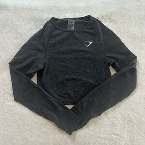 Gymshark Long Sleeve Crop Top Size Medium - Dark Gray